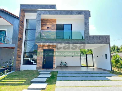 Linda Casa Duplex Mobiliada em Condominio Fechado na Ponta Negra - Taruma, 3 Suites com Piscina - a