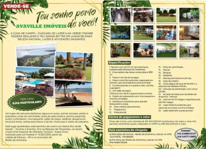 Investimento - Chácara com Estrutura de Pousada Região de Avaré/sp