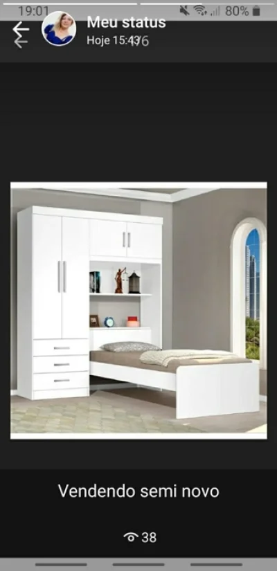 Cama Solteiro com Guarda Roupa Embutido