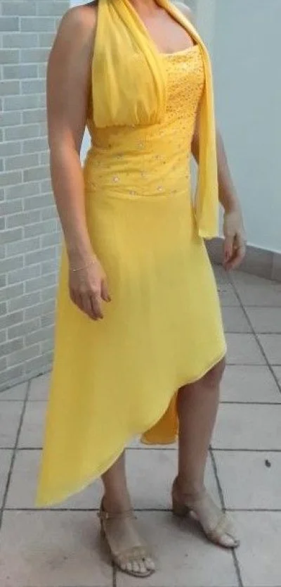 Vestido de Festa Amarelo Tamanho P