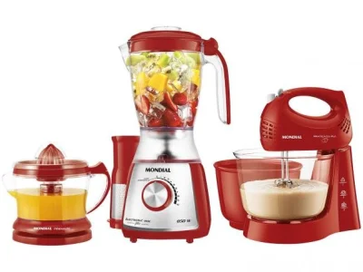 Kit Premium Inox Gourmet Red IV Mondial - com Liquidificador + Batedei