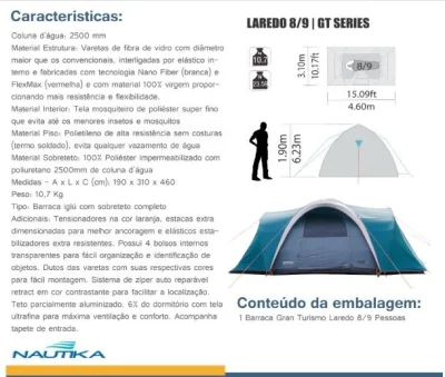 Barraca Laredo Gt 8/9 Pessoas Gigante c/ Sobreteto Nautika