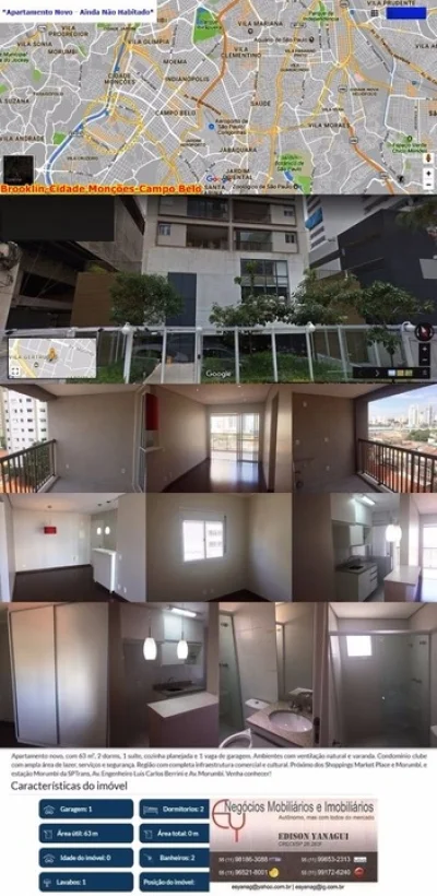 Vendo Apartamento de 2 Dormitórios no Brooklin Cidade Monçõe