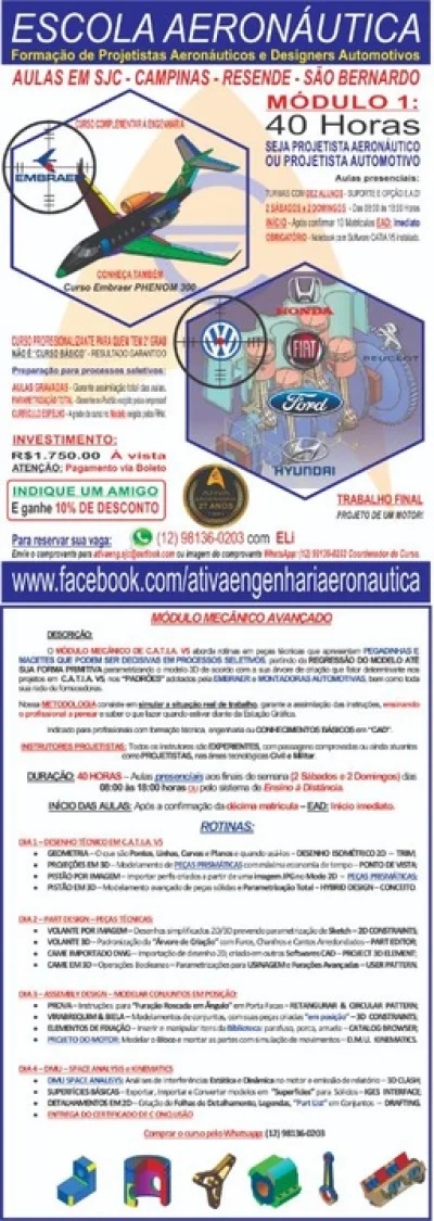 Cursos Projetista Aeronáutico ou Automotivo em Catia V5