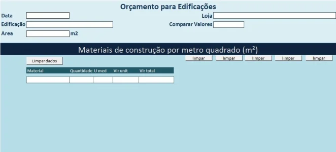 Planilha para Orçamento de Materiais de Construção