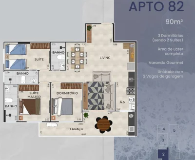 Apartamento com 90.27 m2 - Guilhermina - Praia Grande SP