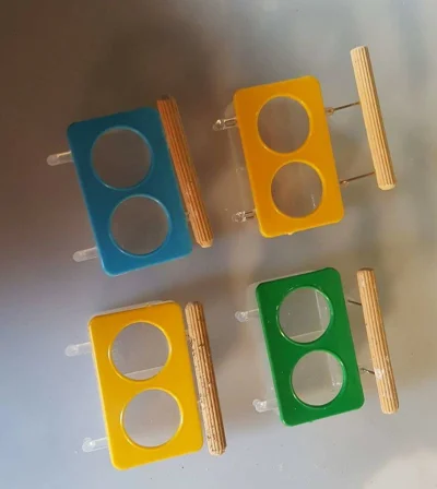 Kit de 4 Comedouros Retangulares com 2 Furos Coloridos