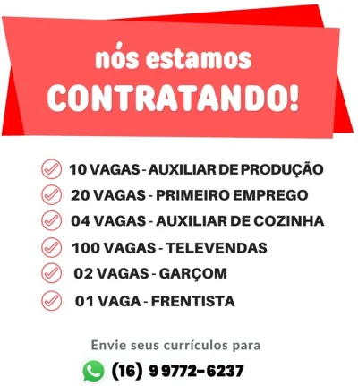 4 Vagas para Auxiliar de Cozinha