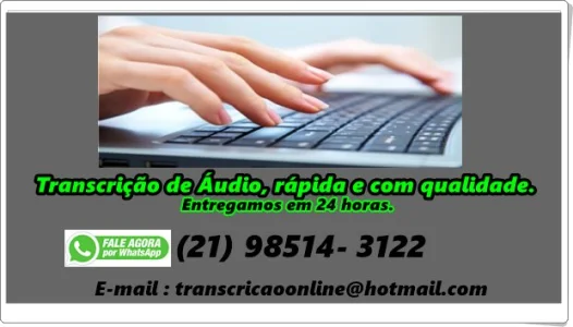 Transcrição de áudio para Texto R$ 60,00 -