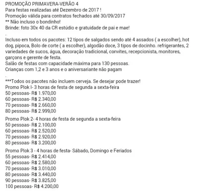 Promoção Primavera Verão 4 Plink Plok Buffet Infantil