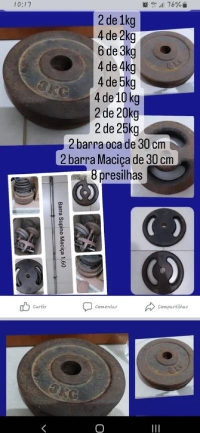 Anilhas e Barras para Musculação
