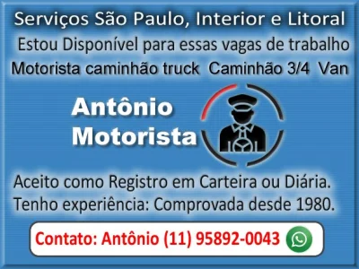 Oportunidade a Vaga Motorista Caminhão