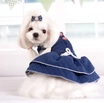 Vestido Inverno Pet Cachorro/gato Flanela Cor Azul Tam M