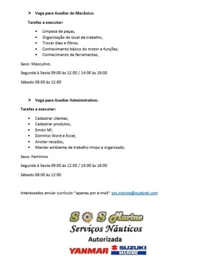 Sos Marine Contrata-se