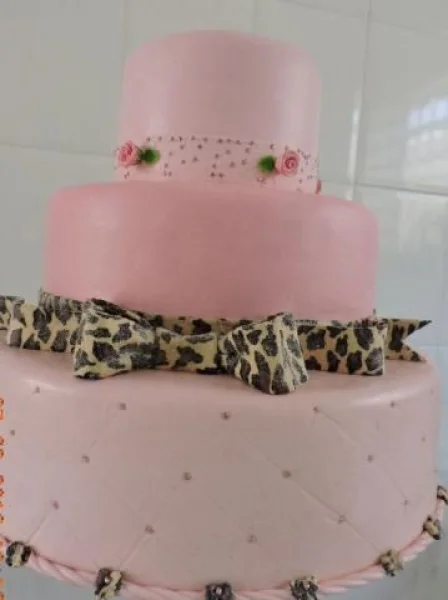 Bolo Cenográfico de Biscuit Oncinha Rosa