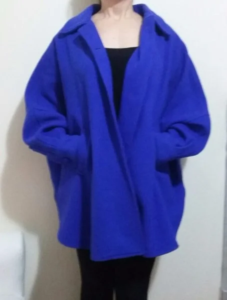 Parka de Lã Azul Estilosa