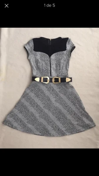 Vestido Curto Oncinha Preto e Branco