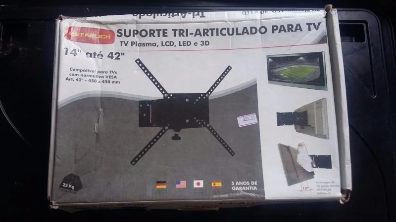 Suporte Triarticulado para TV Até 42" Preto na Caixa