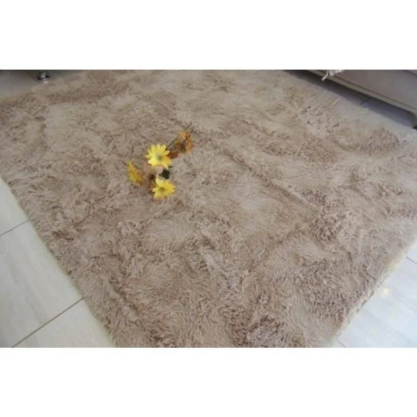 Tapete Felpudo para Sala Bege Liso 1,40x2,00 Peludo, Luxo, Lindo