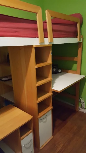 Moderno Modulo de Cama + Escrivaninha + Prateleiras
