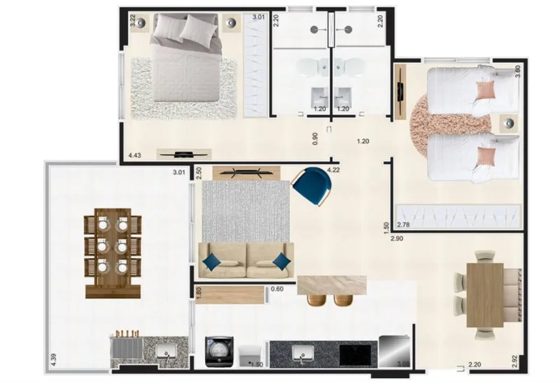 Apartamento com 76.28 m2 - Jardim Caiahu - Mongagua SP