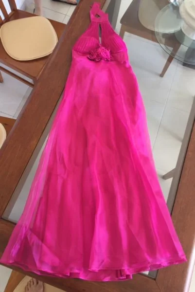 Vestido Longo Festa Rosa Luxo