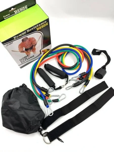 Kit Elástico Extensor 11 Peças Treinamento Pilates Fitness