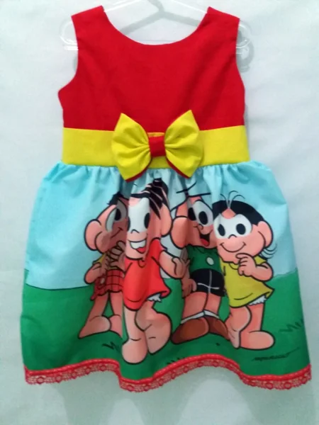 Vestido Turma da Monica Festa Infantil Tema Monica Tia Gina