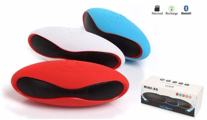 Mini Caixa de Som Bluetooth Mp3/fm Sd X6
