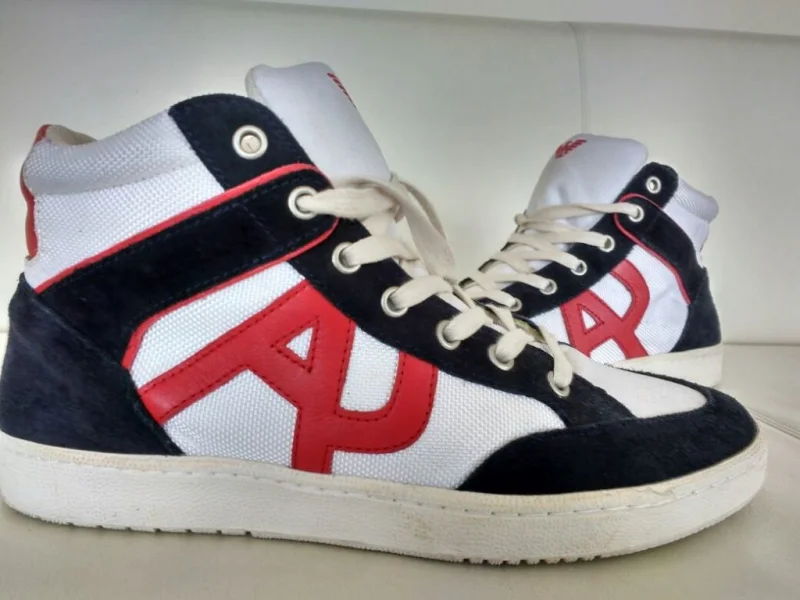 Tenis Armani Jeans Cano Alto Semi Novo Tam 41 Eur e 8 Eua