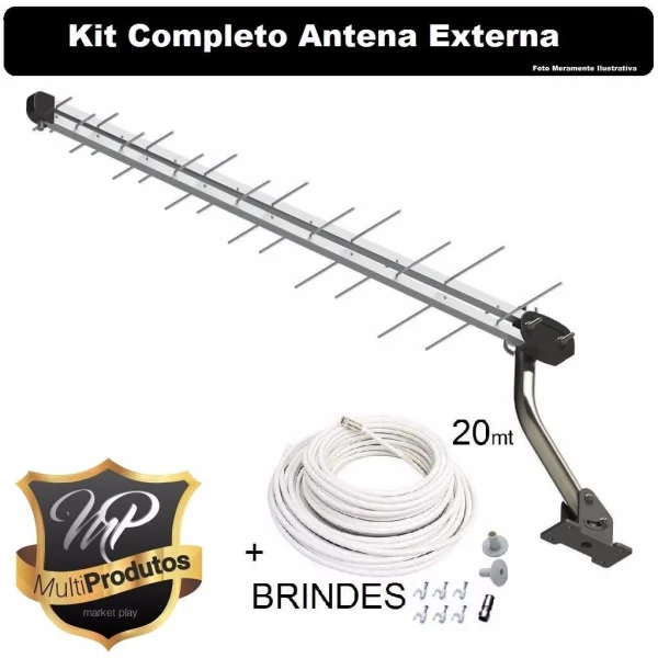 Kit de Antena Digital Espinha de Peixe Nova + Cabo 20 Metros Entrego !