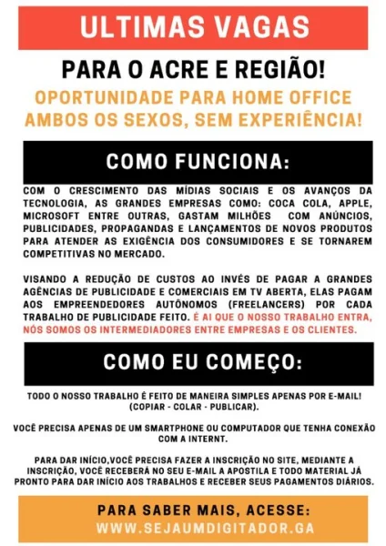 Paga R$ 60,00 por Dia!