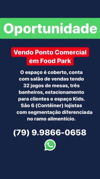 Oportunidade - Ponto Food Park c/ Tudo