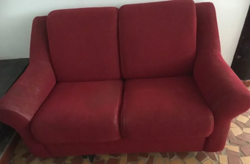 2 Sofas de Veludo Vermelho de 3 e 2 Lugares