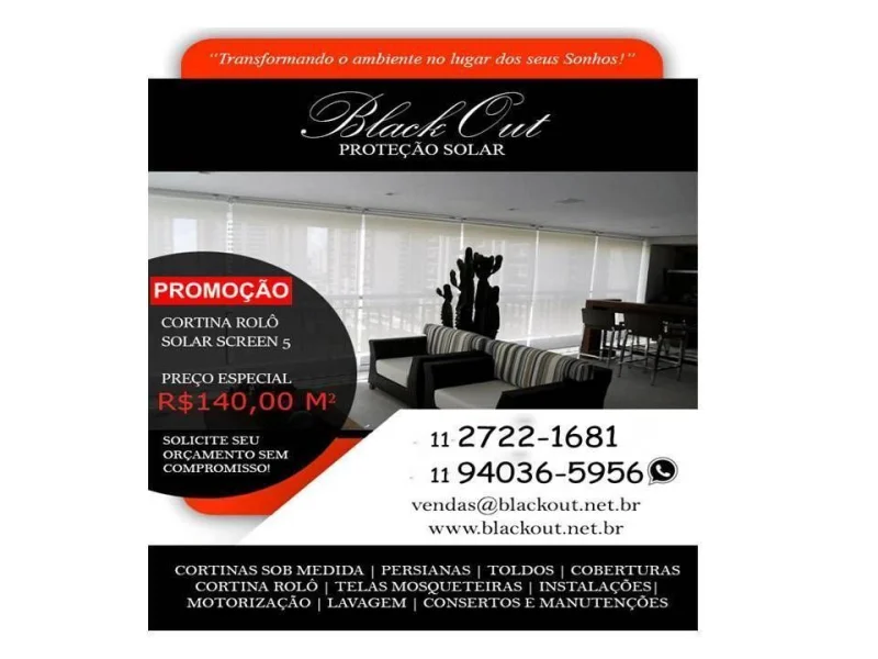 Cortina Rolô Tela Solar - Oferta