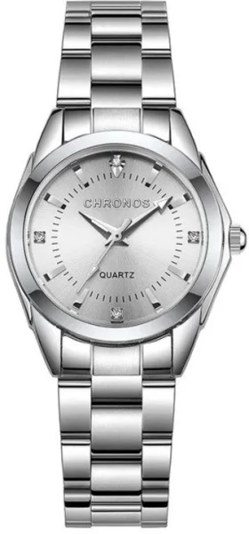 Relógio Feminino Prata Strass Analógico