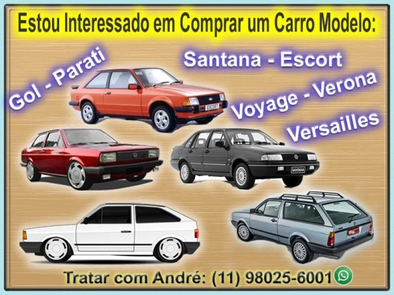 Compro Carro Gol, Parati, Santana, Voyage, Escort, Monza ou Kadeti