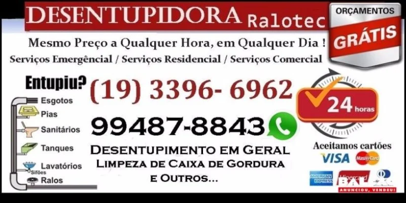 Desentupidora Ralotecdesentupimento de Pia em Campinas Não Cobramos Visita