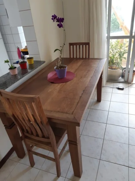 Mesa de Jantar Madeira de Demolição + 2 Cadeiras
