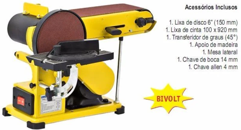 Lixadeira 2x1 Combinada de Bancada Lixa de Cinta e Lixa de Disco Máquina Nova $ de Custo
