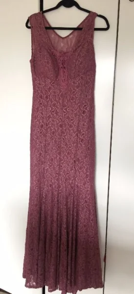 Vestido de Festa sem Uso Longo Rosa Antigo – Renda