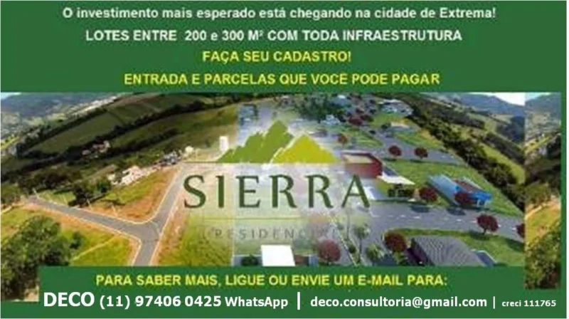 Lotes a Partir de 200m2 em Extrema MG Bairro Planejado Pagto Facilitado