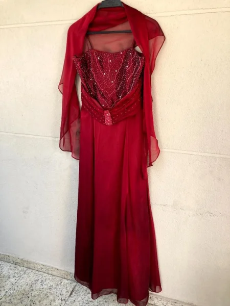 Vestido Bonito de Festa Bi Bian, Cor Marsala, Tamanho M, Como Cor Bord
