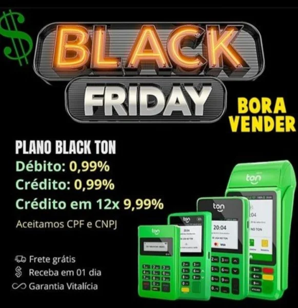 Maquininha de Cartão Ton 0,99 no Débito e Crédito de Taxa sem Aluguel