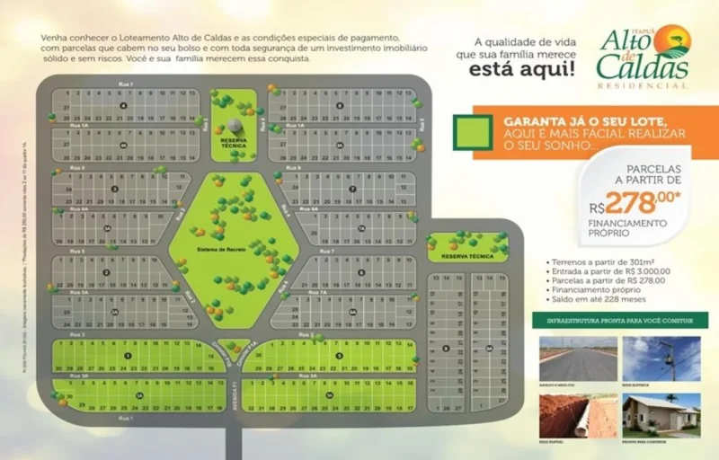 Lotes Parcelados com Mensais de 278 Reais Próximos ao Centro