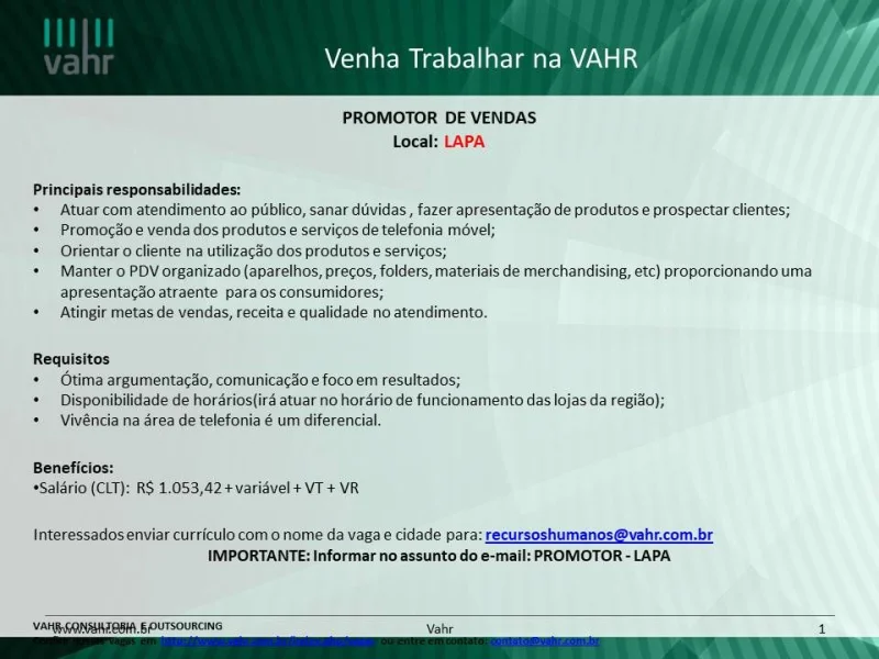 Promotor de Vendas