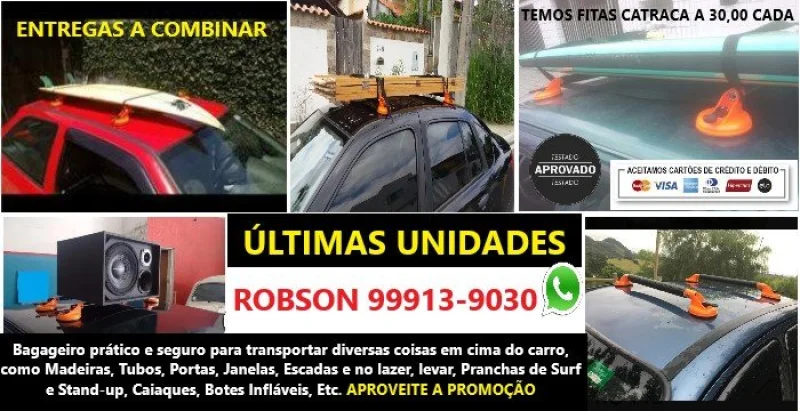 Bagageiro Veicular de Ventosa Reforçado com Tubos de Metal