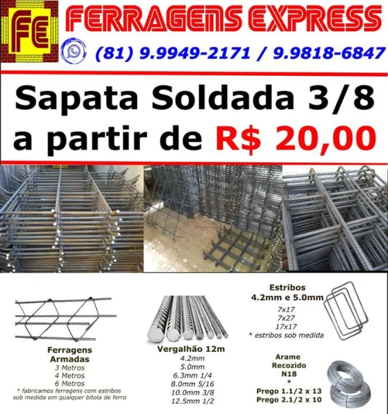 Ferragens Prontas com Estribo Sob Medida - Coluna - Sapata - Malha
