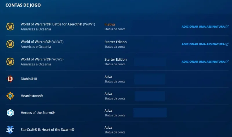 Conta Blizzard Recheada de Coisas