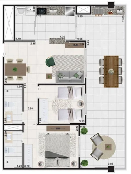 Apartamento com 94.58 m2 - Jardim Virginia - Guaruja SP